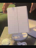 Espejo de Maquillaje, Espejo de Tocador Ajustable con Diseño de Triple Pliegue y 21 Luces LED
