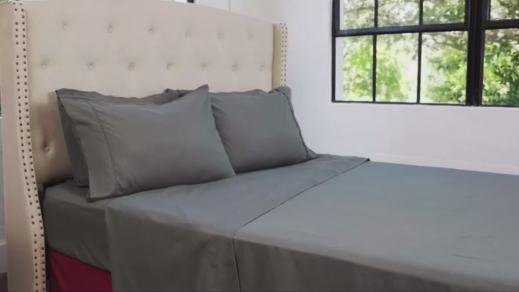 Juego de ropa de cama de bambú individual - Transpirable y suave - Fundas de almohada, sábana encimera y sábana bajera