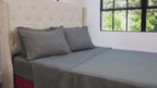 Juego de ropa de cama de bambú individual - Transpirable y suave - Fundas de almohada, sábana encimera y sábana bajera