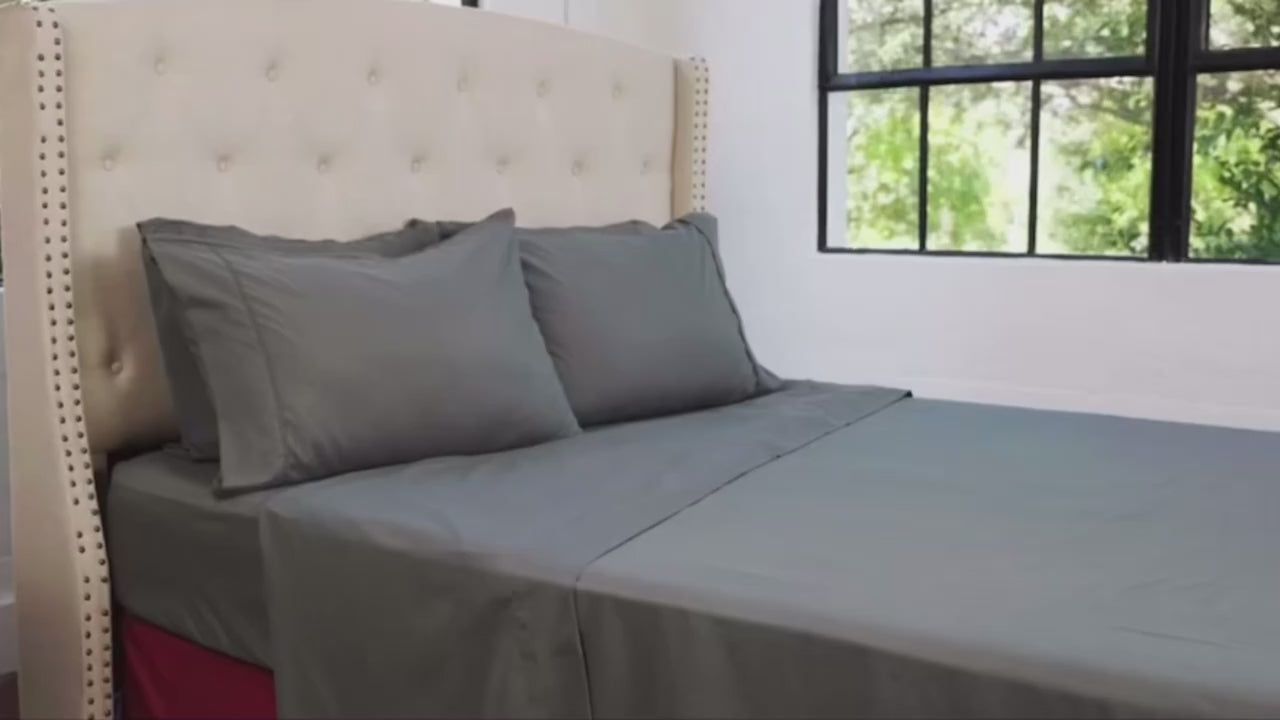 Juego de ropa de cama de bambú individual - Transpirable y suave - Fundas de almohada, sábana encimera y sábana bajera