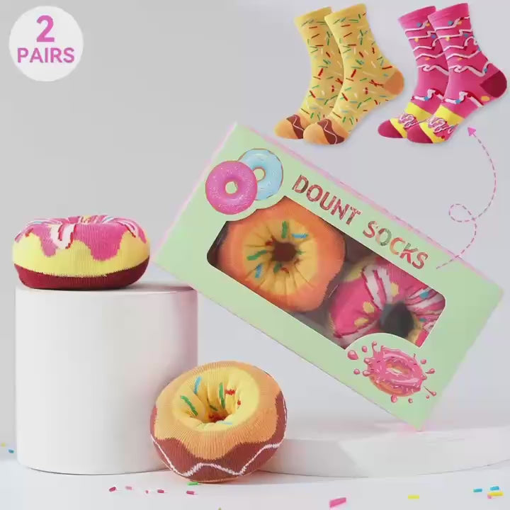 2 pares de calcetines de regalo con diseño de donut