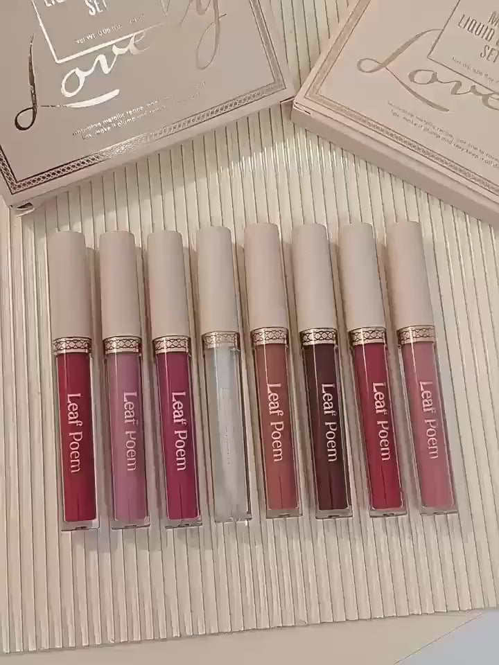 Juego de 8 barras de labios líquidas mate aterciopeladas, gloss labial