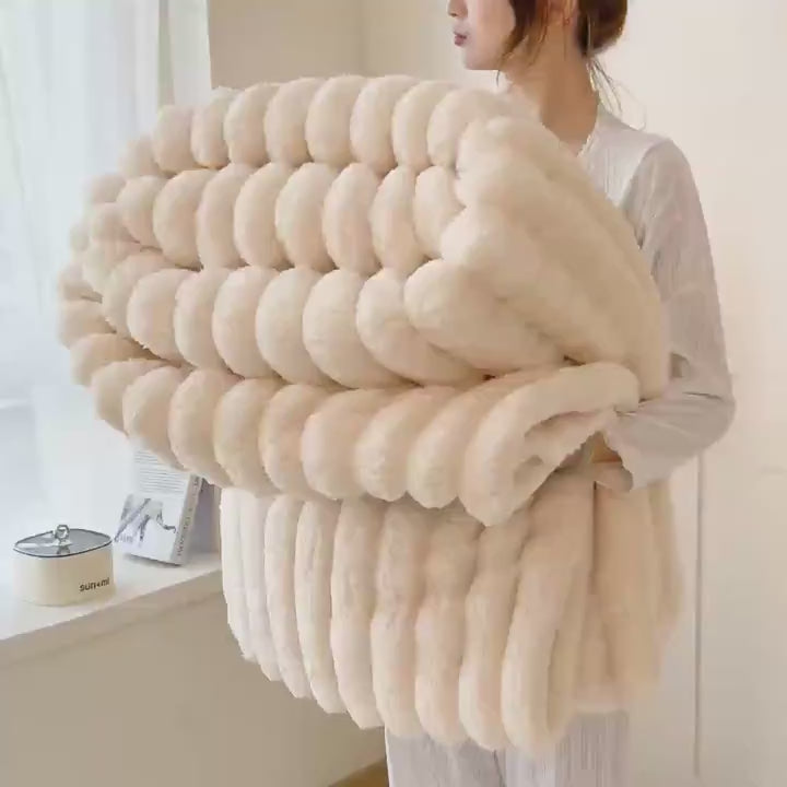 Luxury Faux Rabbit Fur Blanket Gdan Rhinoceros